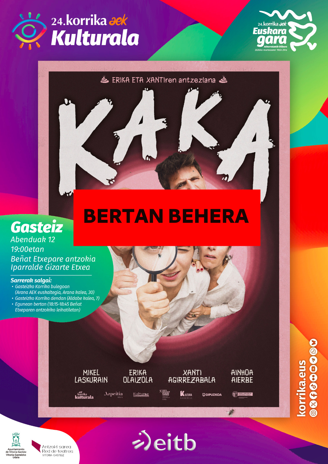 BERTAN BEHERA! Kakaren emanaldiak (Gasteiz eta Balmasedan)